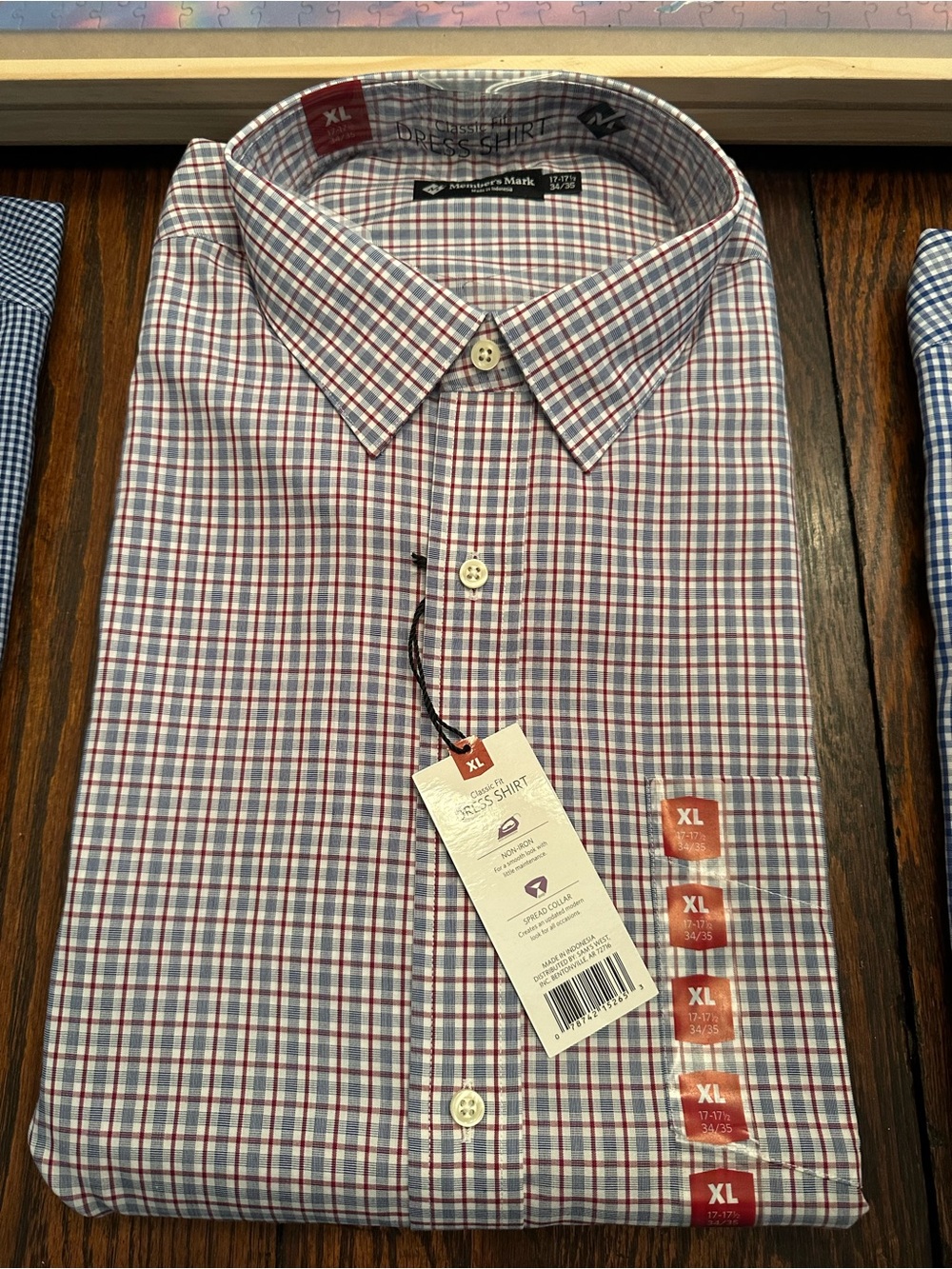 Men's Dress Shirt in Red and Blue Check - Arrowmont's Mark